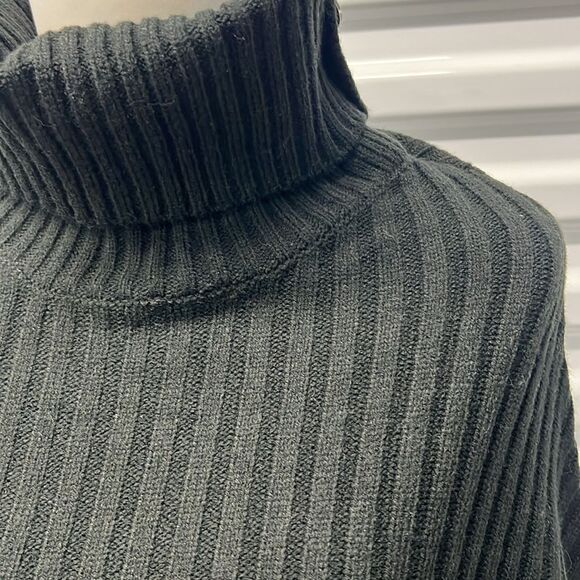 Michael Kors Black Ribbed Turtleneck Poncho - Picture 2 of 8